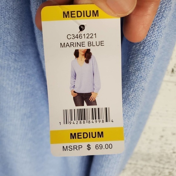 Vince Camuto Ladies V Neck Casual Long Sleeves Sweater Marine Blue M - Picture 8 of 13